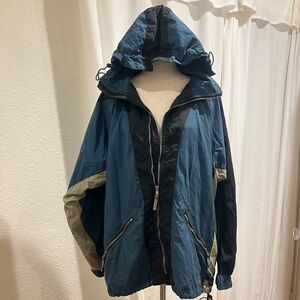 Men's Blue and Black Hooded Spring Snowboard Jacket size M